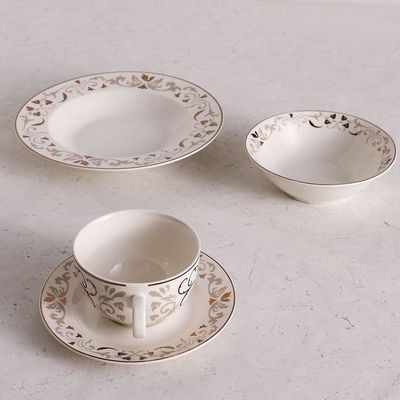 Beatrice 32-Pc New Bone China Dinner Set Serves 6 - Classic Gold 