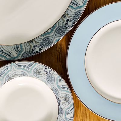 Beatrice 32-Piece New Bone China Dinner Set Serves 6 - Blue   