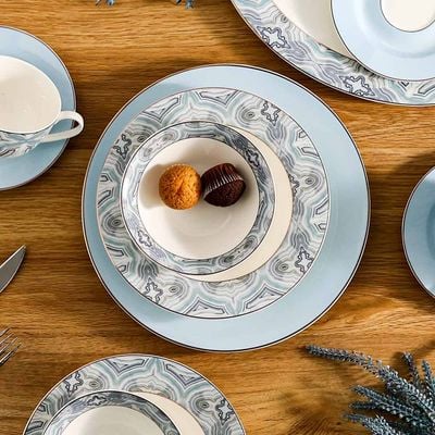 Beatrice 32-Piece New Bone China Dinner Set Serves 6 - Blue   