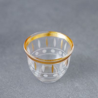 Orchid 12-Pc Glass Cawa Cup Set - 80 ml - Gold