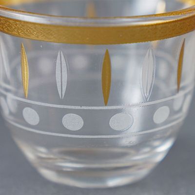 Orchid 12-Pc Glass Cawa Cup Set - 80 ml - Gold