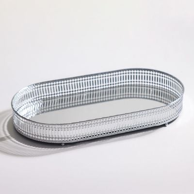 Elizabeth Oval Metal Serving Tray Silver 43X23X5CM