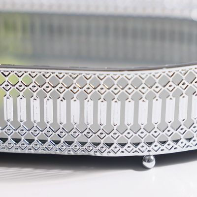 Elizabeth Oval Metal Serving Tray Silver 43X23X5CM