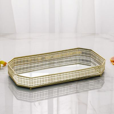 Elizabeth Rectangular Metal Serving Tray Gold 43X28X5CM