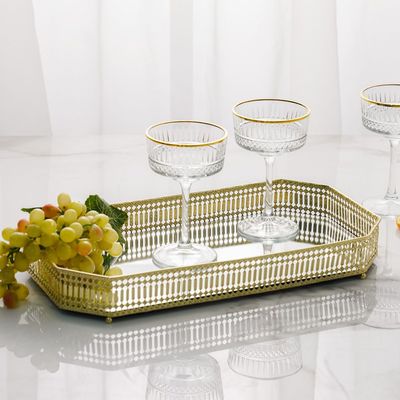 Elizabeth Rectangular Metal Serving Tray Gold 43X28X5CM