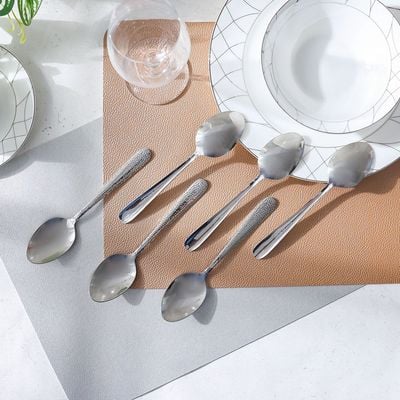 Sitello Hammered 6-Piece Dinner Spoon Silver 17.7X4CM