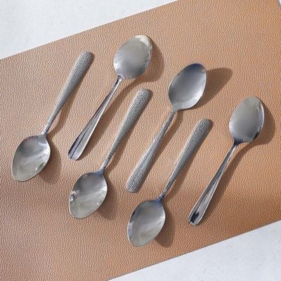 Sitello Hammered 6-Piece Dinner Spoon Silver 17.7X4CM