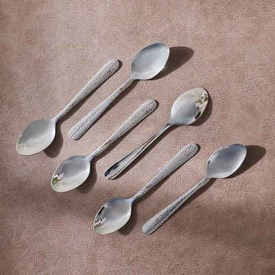 Sitello Hammered 6-Piece Baby Spoon Silver 16.3X3.5CM