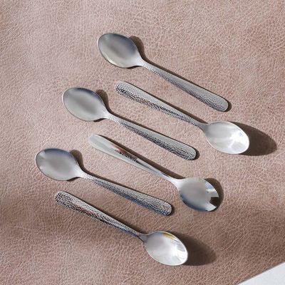 Sitello Hammered 6-Piececoffee Spoon Silver 11.8X2.5CM