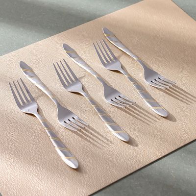 Cross Gold 6-Piece Dinner Fork Silver,Gold 17.5X2.5MCM