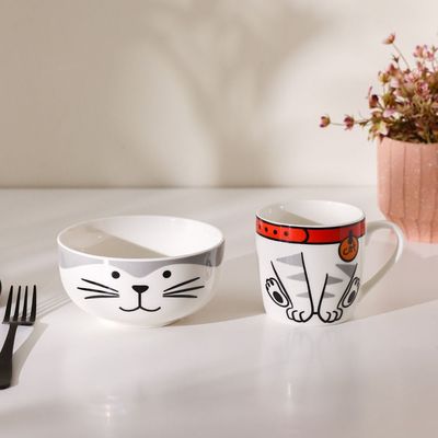 BTS 2 -Piece New Bone China Breakfast Set Mug And Bowl -370Ml,580Ml