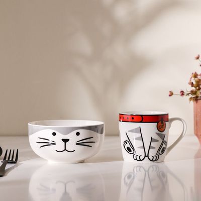 BTS 2 -Piece New Bone China Breakfast Set Mug And Bowl -370Ml,580Ml