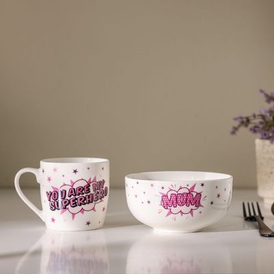 BTS 2 -Piece New Bone China Breakfast Set Mug And Bowl -370Ml,580Ml