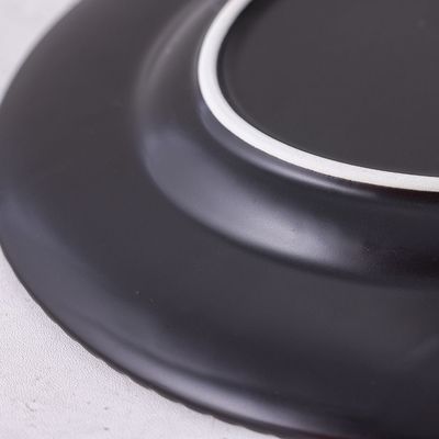 Pristine Embossed Oval Serving Plate - Matte Black - 41x30x3.5 CM