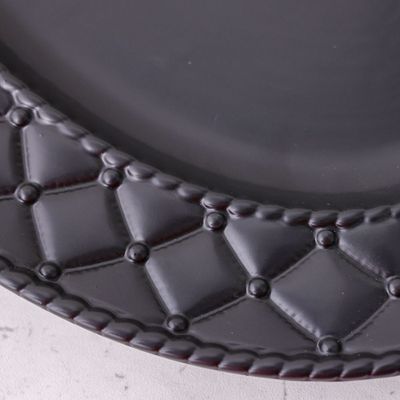 Pristine Embossed Oval Serving Plate - Matte Black - 41x30x3.5 CM