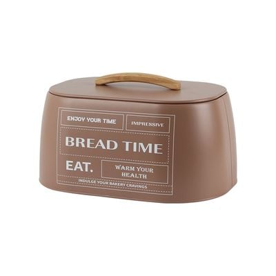 Mocha Bread Bin With Rubber Wood Handle 33.5 X 23.5 X 18.3 Cm