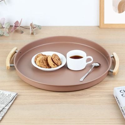 Mocha Serving Tray With Rubber Wood Handle 37x37x3Cm