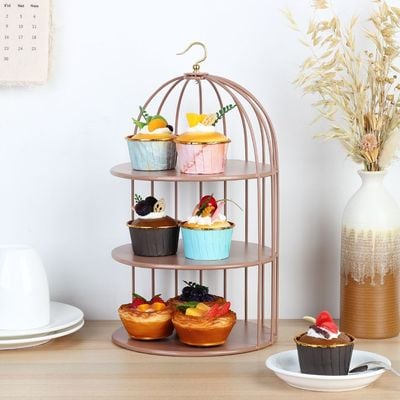 Mocha 3 Tier Cake Stand 20 X 20.2 X 32.5-36 Cm,TRAY: D 19.5Cm