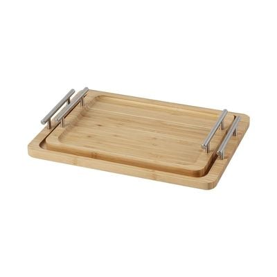 Loretta 2-Piece Bamboo Serving Tray, M 33x 24x 1.7 Cm,L 39x 28x 1.7 Cm