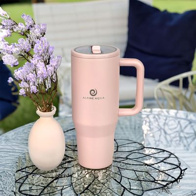 Alpine Aqua Quencher Stainless Steel Vacuum Insulated Tumbler with Lid and Straw Pink 1200ml