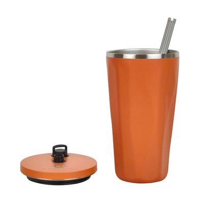 Alpine Aqua Travel Tumbler Stainless Steel Vacuum Insulated with Lid and Straw Orange 600ml