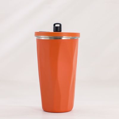 Alpine Aqua Travel Tumbler Stainless Steel Vacuum Insulated with Lid and Straw Orange 600ml