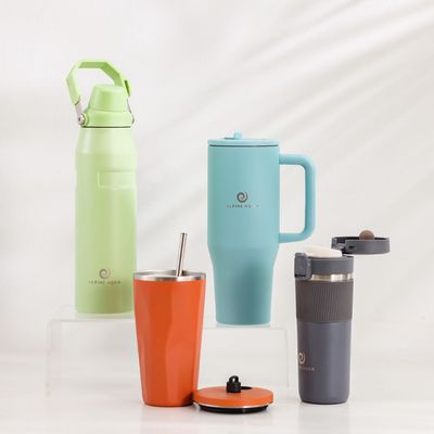 Alpine Aqua Travel Tumbler Stainless Steel Vacuum Insulated with Lid and Straw Orange 600ml