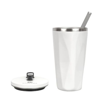 Alpine Aqua Travel Tumbler Stainless Steel Vacuum Insulated with Lid and Straw White 600ml