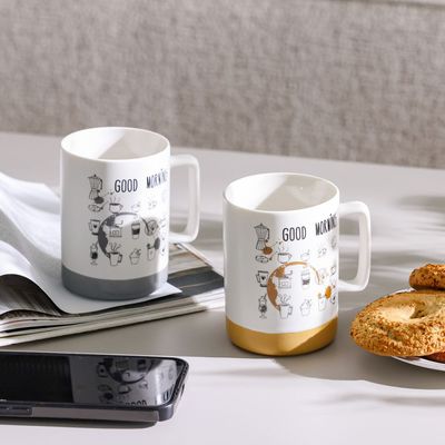 Danube Essential 2-Pc New Bone China Mug Set - 8x7x10.8 CM - 405 ml