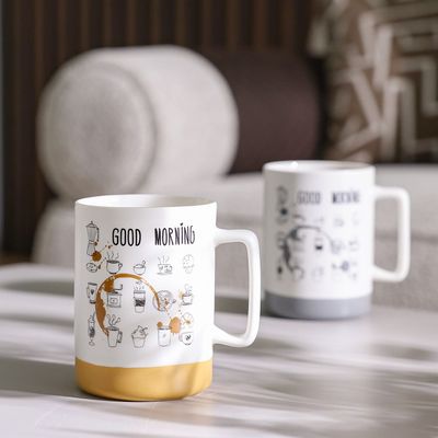 Danube Essential 2-Pc New Bone China Mug Set - 8x7x10.8 CM - 405 ml