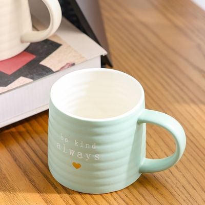 Danube Essential 2-Pc New Bone China Mug Set - White/Mint Green - 8.6x9.6x8.6 CM - 370 ml