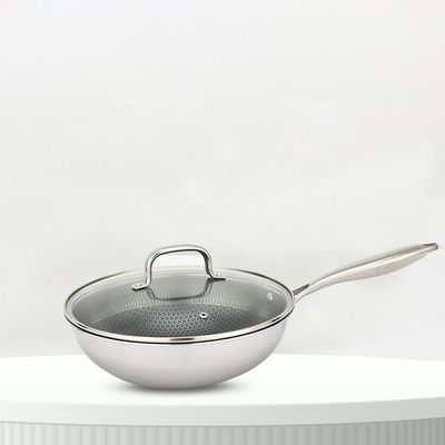 Chef's Delight Celina Pro Stainless Steel Wok Pan with Lid 26x8.5cm