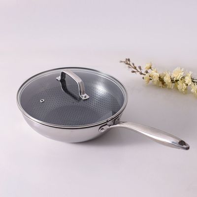 Chef's Delight Celina Pro Stainless Steel Wok Pan with Lid 26x8.5cm