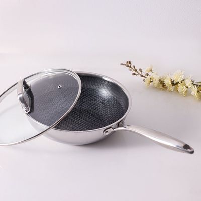 Chef's Delight Celina Pro Stainless Steel Wok Pan with Lid 26x8.5cm