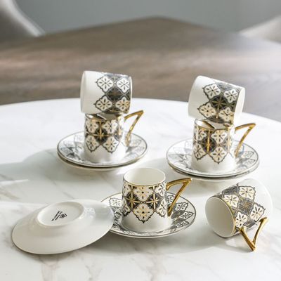 Majestic Crossline 12-Piece New Bone China Coffee Cup Set 90Ml -Serve 6