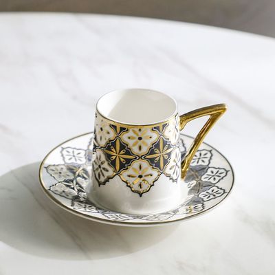 Majestic Crossline 12-Piece New Bone China Coffee Cup Set 90Ml -Serve 6