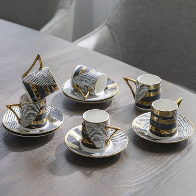 Majestic Phoe 12-Piece New Bone China Coffee Cup Set 90Ml-Serve 6