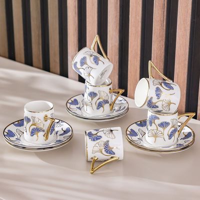 Majestic Ginkgo 12-Piece New Bone China Coffee Cup Set 90Ml-Serve 6