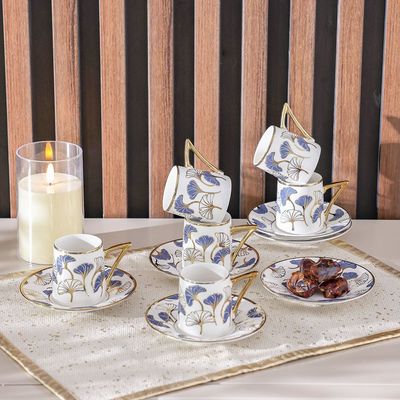 Majestic Ginkgo 12-Piece New Bone China Coffee Cup Set 90Ml-Serve 6