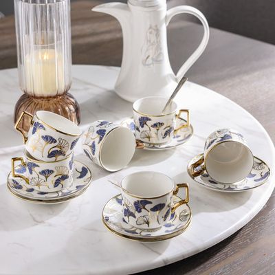 Majestic Ginkgo 12-Piece New Bone China Coffee Cup Set 200Ml-Serve 6