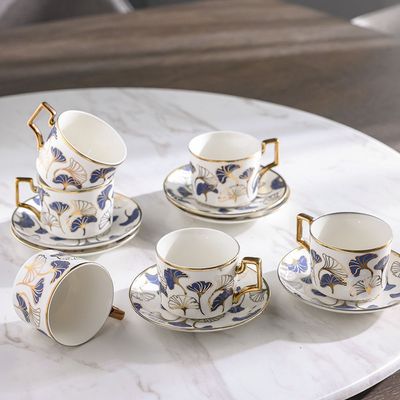 Majestic Ginkgo 12-Piece New Bone China Coffee Cup Set 200Ml-Serve 6