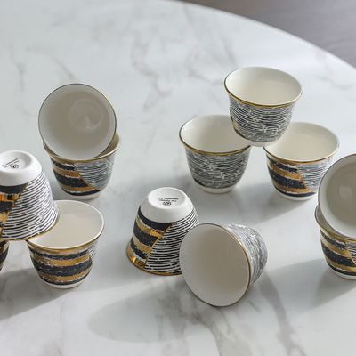 Majestic Phoe 12-Piece New Bone China Cawa Cup Set 80Ml -Serve 12