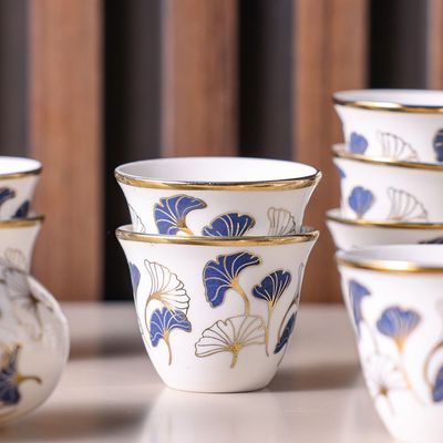 Majestic Ginkgo 12-Piece New Bone China Cawa Cup Set 80Ml -Serve 12