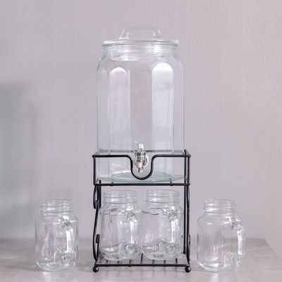 Aresha 6-Piece Mason Glass Dispenser Set - 5.6L , 4x470ml