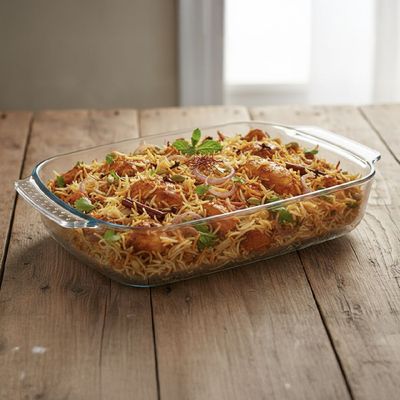 Chef's Delight Rectangular Glass Bakeware With Handle 3700Ml