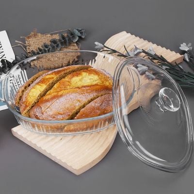 Chef's Delight Oval Glass Casserole With Lid 1800 Ml