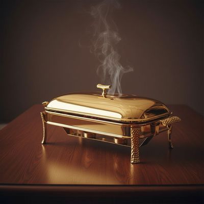 Pristine Stainless Steel Rect Food Warmer Gold 3000ml 51X26X15.5CM Pristine Stainless Steel Rect Food Warmer Gold 3000ml 51X26X15.5CM