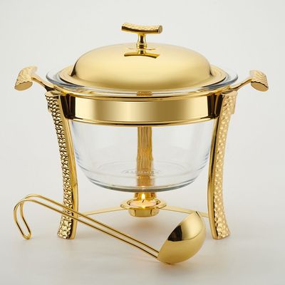 Pristine Stainless Steel Round Food Warmer Gold 4000ml 31X31X24.5CM