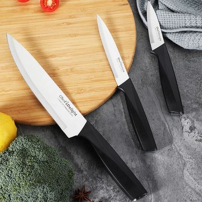 Chef's Delight Essential 3-Piece Knife Set Silver & Black