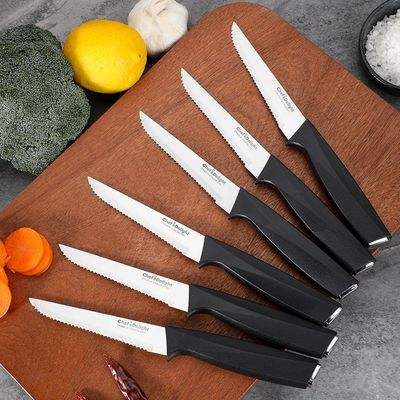 Chef's Delight Essential 6-Piece Knife Set Silver & Black